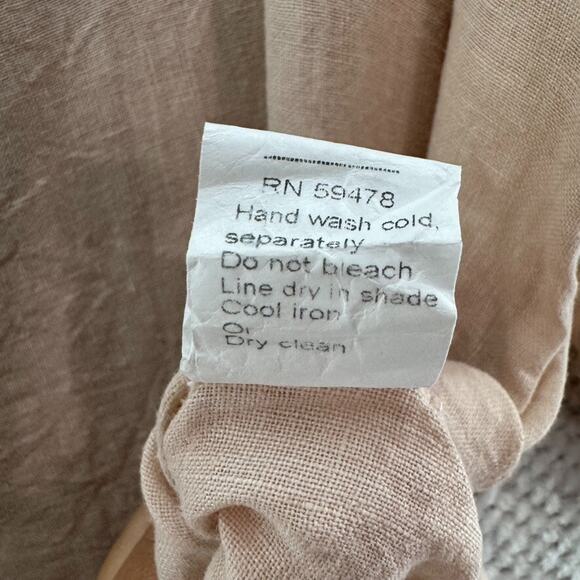 Stella Martini Top 1X Blush Pink Linen Pullover Scoop Neck Lace Shark Bite Hem - Picture 13 of 13